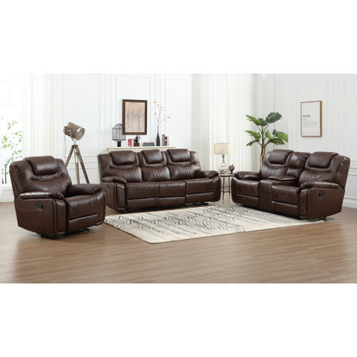 3 Piece Leather Living Room Sets You'll Love | Wayfair